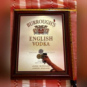 Vintage Bar Mirror- Burroughs English Vodka 19x22